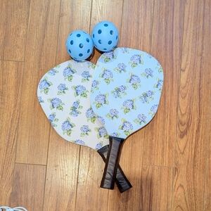 Floral Paddle Ball Set with Blue Balls